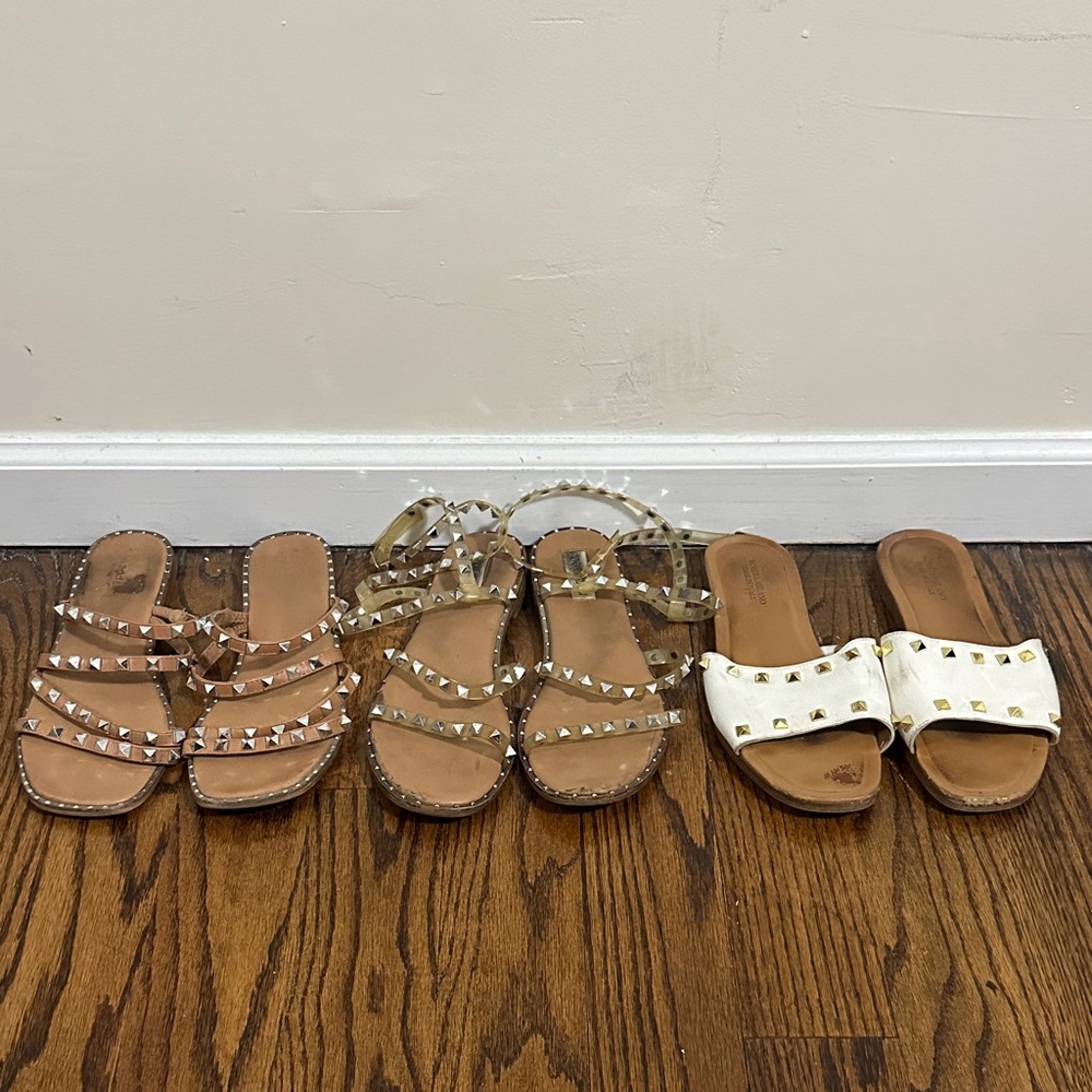 3 Used Pairs of Studded Sandals - Madden Girl, Steve Madden and Sophia Milano